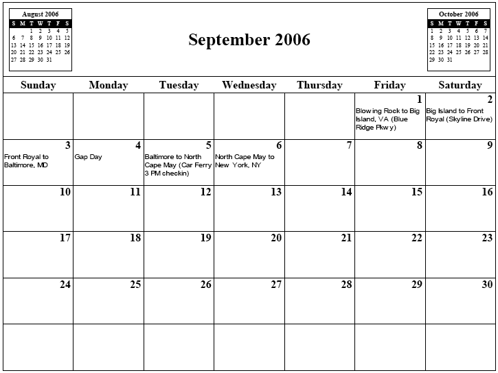 September 
calendar