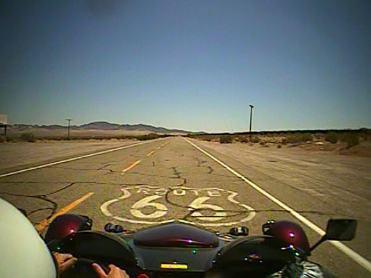 Route 66 logo on road